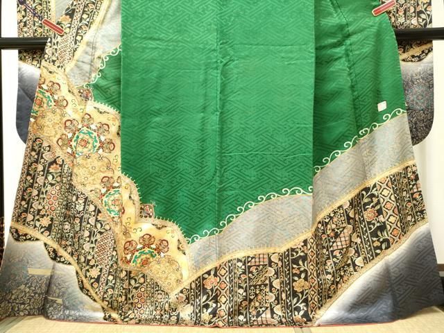 平和屋着物●英王室献上友禅作家　木下勝功　振袖　正倉院花文　暈し染め　金銀彩　正絹　逸品　DAAR0213yyy 平和屋着物○英王室献上友禅作家 木下勝功 振袖 正倉院花