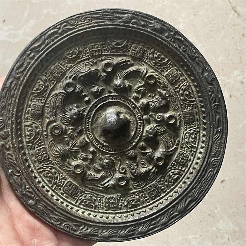 中国 銅器 純銅鏡 黄銅鏡 漢 擬古銅鏡 円形銅鏡 青銅鏡 青銅彫