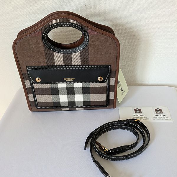 新品・未使用】 BURBERRY ショルダーバッグ ミニ ポケットバッグ チェック ハンドバッグ ダークバーチブラウン BU20240615002 -  メルカリ