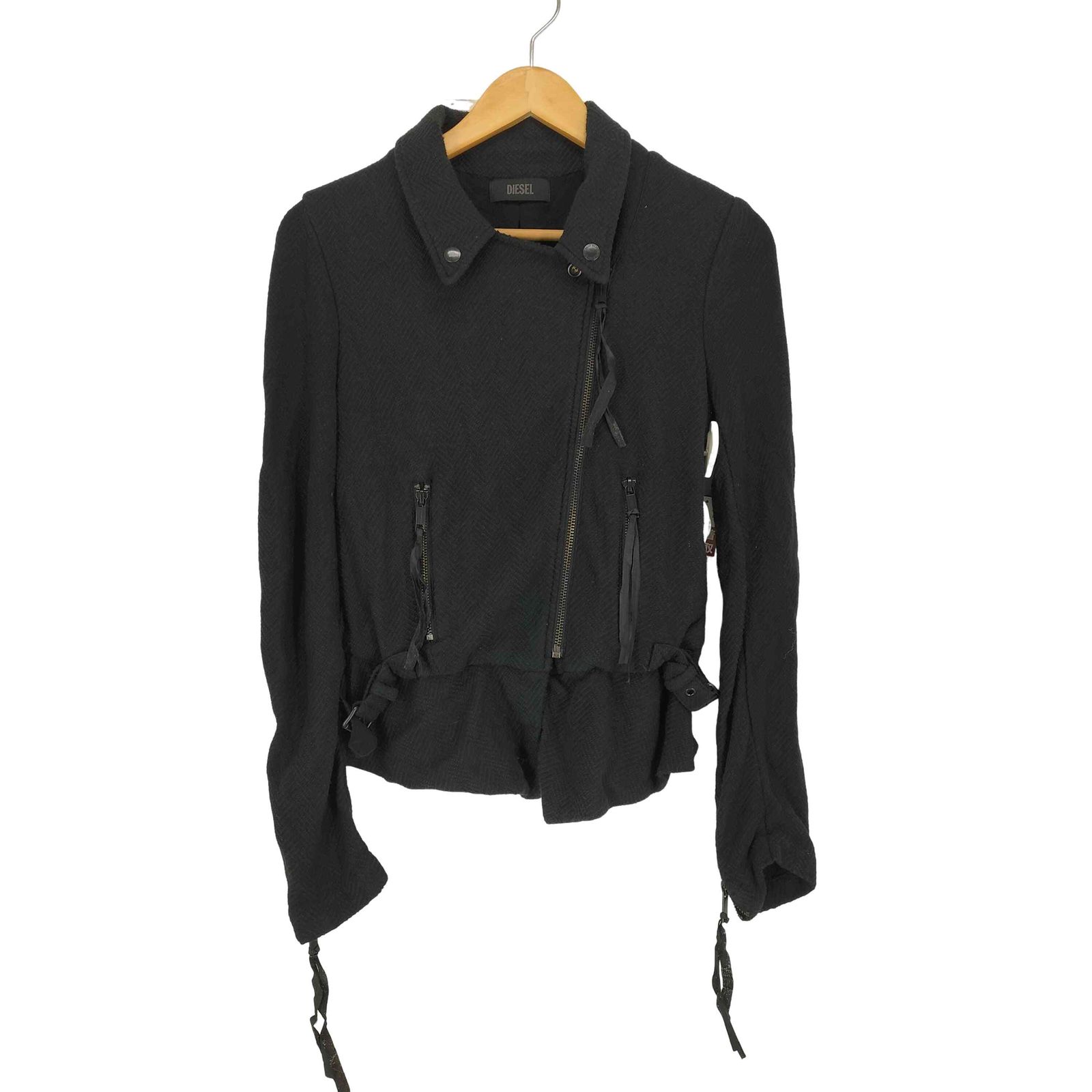 ディーゼル DIESEL 90~00S 裾フリルコットンダブルライダースジャケット レディース XS