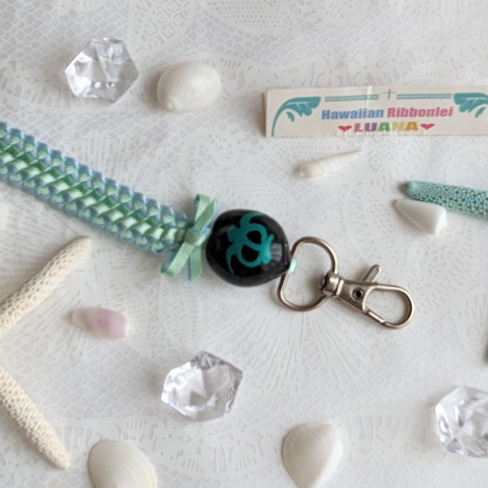 ハワイアンリボンレイ☆ククイナッツ☆ネックストラップ ⑧RIGHT