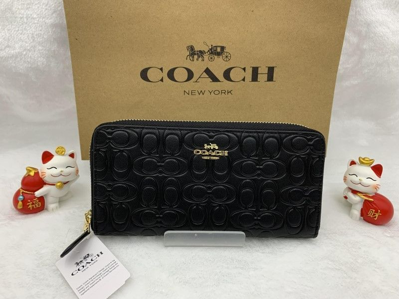 コーチ 長財布 COACH 財布 エンボスドレザー メンズ ブラック 黒  プレゼント 贈り物 シグネチャー ロング ジップ 誕生日 記念日 新品 未使用 ファッション F39631 C187Z-25