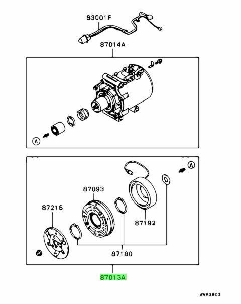 ミツビシ 純正 デリカ スペースギアエアコンコンプレッサー CLUTCH ASSY A C COMPRESSOR MR398752 Mitsubishi 三菱 Genuine JDM メ
