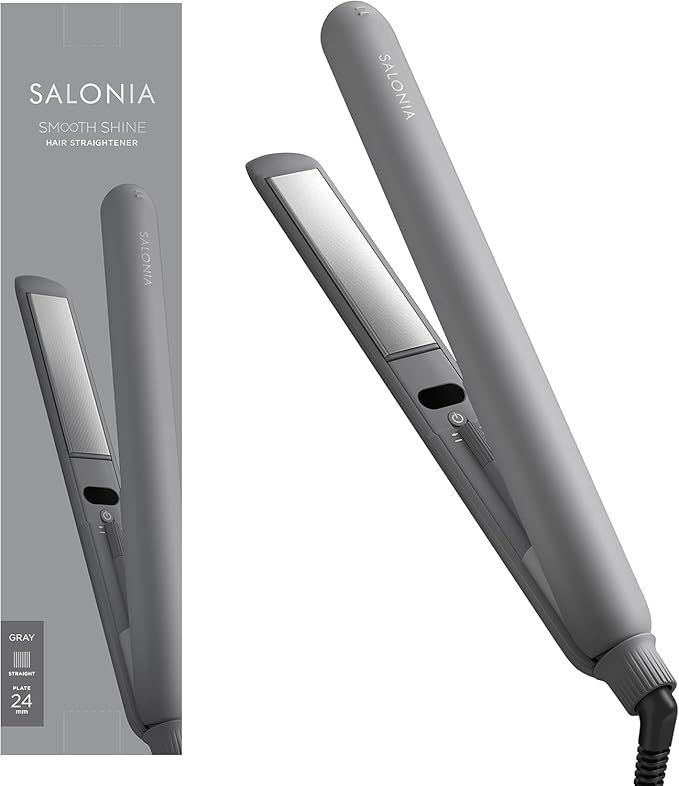 SALONIA サロニア スムースシャイン ストレートアイロン ヘアアイロン 24mm グレー
