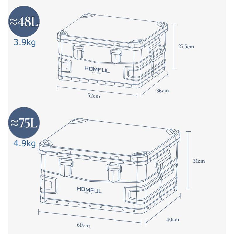 HOMFUL　スタッキング アルミ コンテナボックス　クリーム　75Ｌ　Lサイズ 楽天市場】HOMFUL スタッキング アルミ コンテナボックス 75L