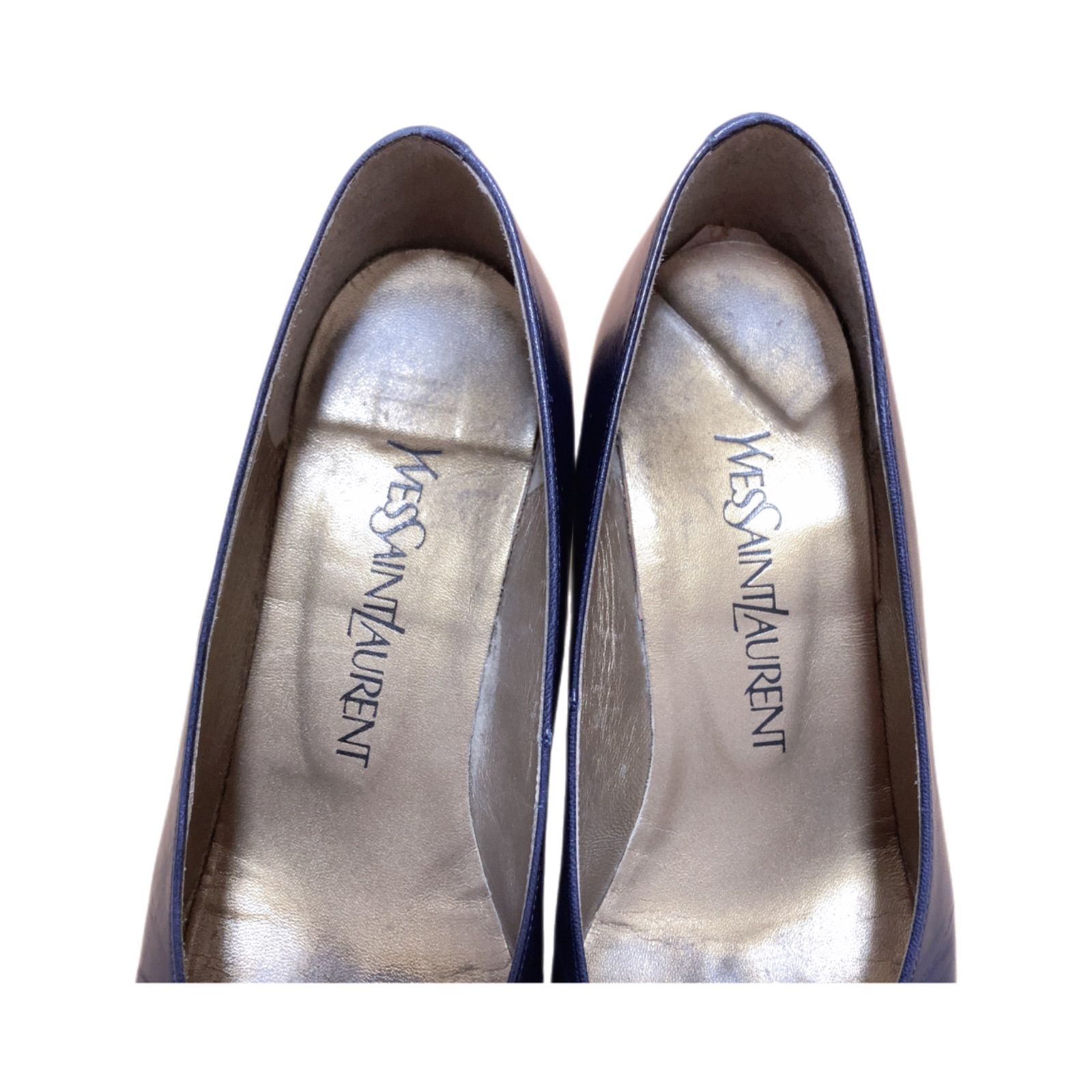 Z1358 Yves Saint Laurent イヴサンローラン パンプス 紺 ネイビー 青