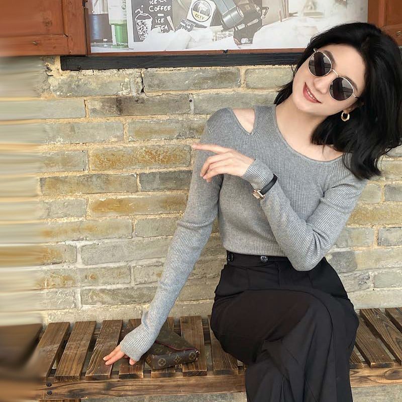 【全品送料無料】 リブニット アシンメトリーネック ♥ ニットトップス アシンメトリー ニット レディース ワンショルダー 秋 冬 長袖 アシメネックリブニットトップス 華奢見えシルエットleizi01 全国送料無料。