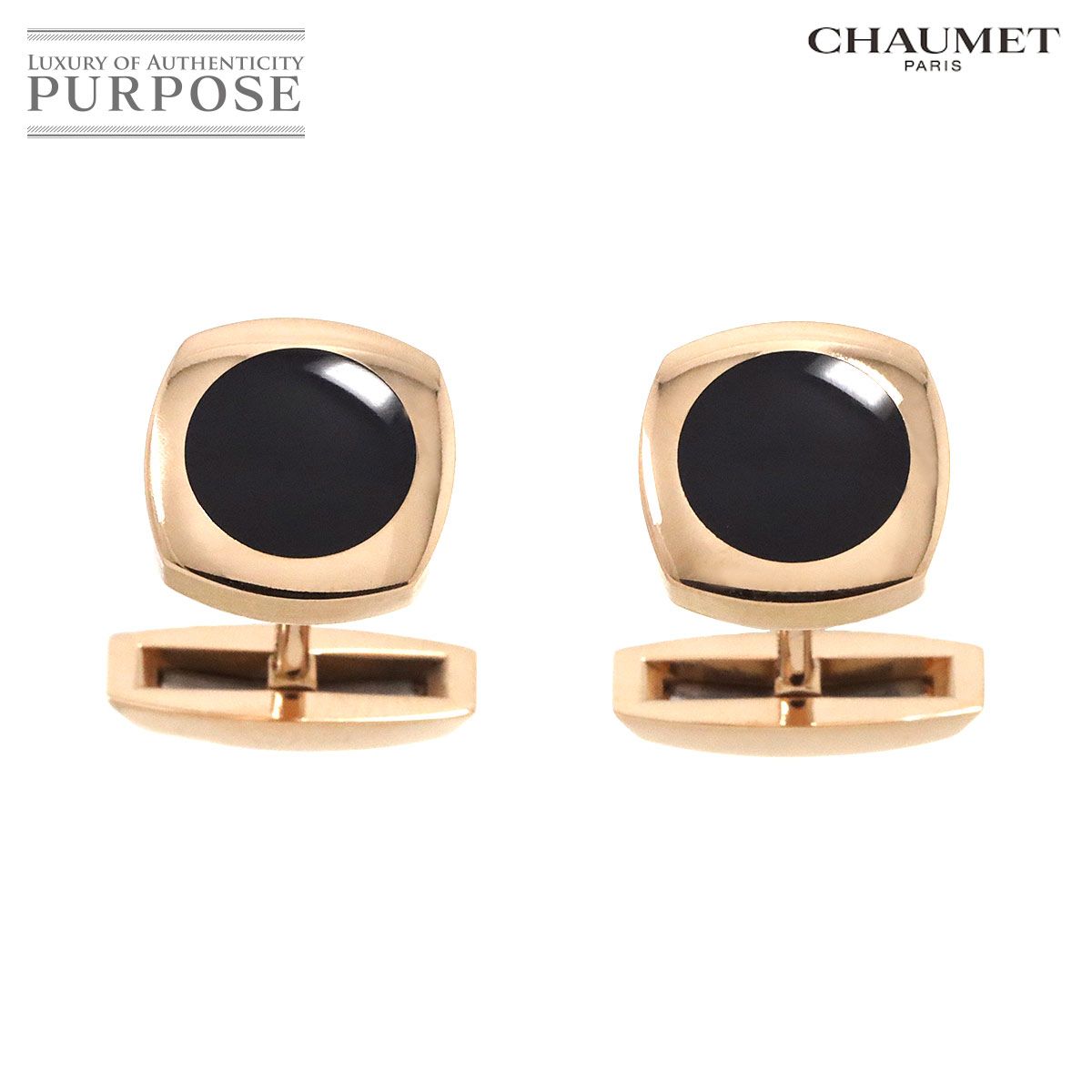 ショーメ CHAUMET カフス オニキス K18 PG ピンクゴールド 750 Cuff Links 90276177