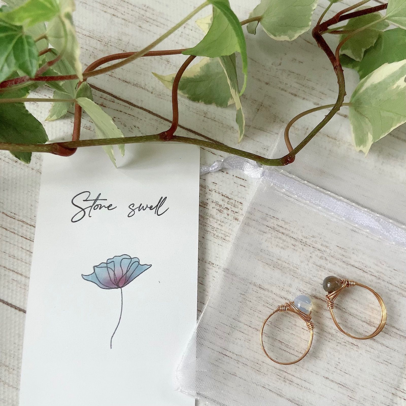 天然石ワイヤーリングハンドメイド ご希望のサイズでお作りします