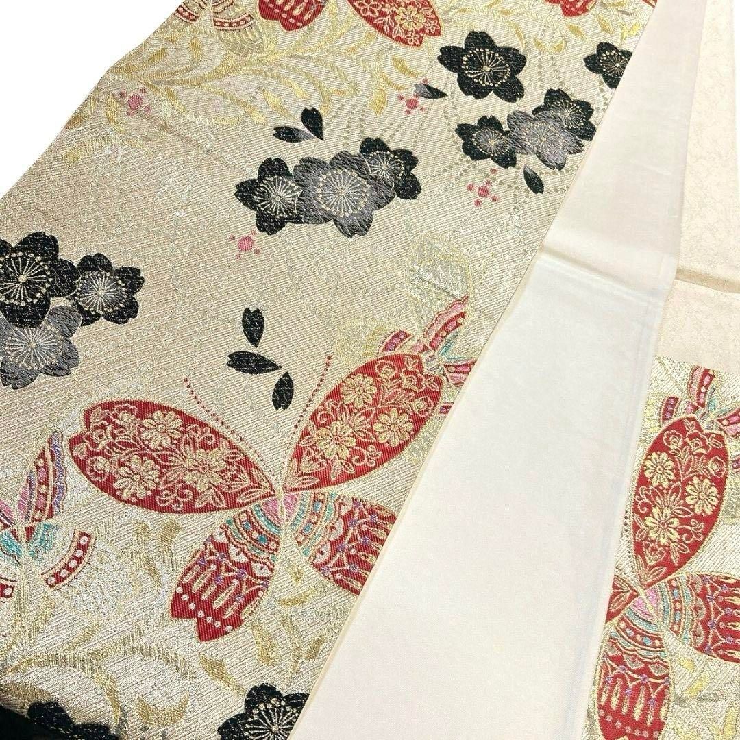 蝶模様 桜花模様 花吹雪 袋帯 振袖帯 着物 032a p - メルカリ 蝶模様 桜花模様 花吹雪 袋帯 振袖帯 着物 032a p - メルカリ
