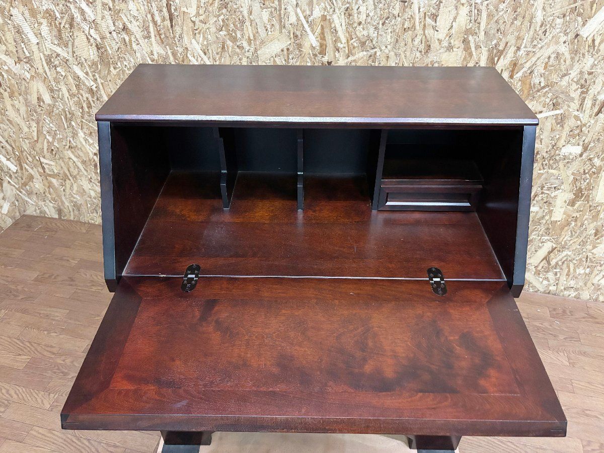 ○北海道民芸家具 ライティングビューローデスク 書斎 机 チェスト