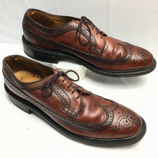 70s-80s?　USA製 Vintage/レア品　Dexter　デクスター　ロングウイングチップ　ビジネスシューズ　茶　サイズ10.5C/men's 管NO.ZG-50 70s-80s? USA製 Vintage/レア品 Dexter デクスター ロングウイング