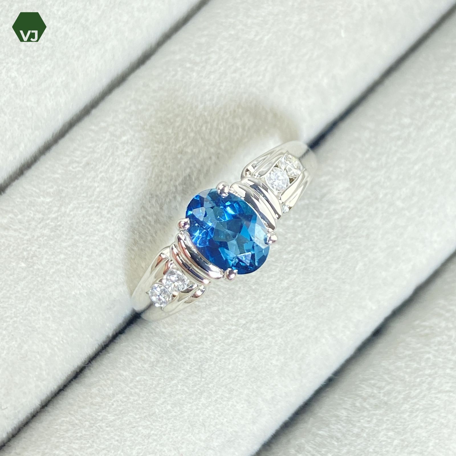 【17-48】ロンドンブルートパーズ　ダイヤ　リング0.9ctD0.12ct 17-48】ロンドンブルートパーズダイヤリング0.9ctD0.12ct