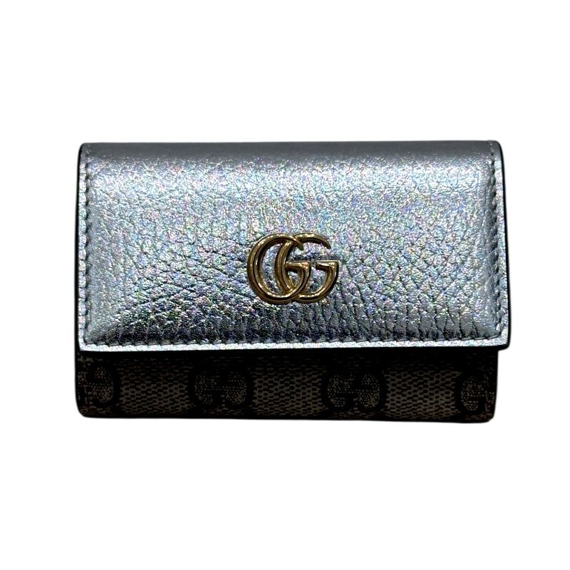 グッチ GUCCI ダブルG キーケース 456118 シルバー GGスプリーム レザー ユニセックス キーケース