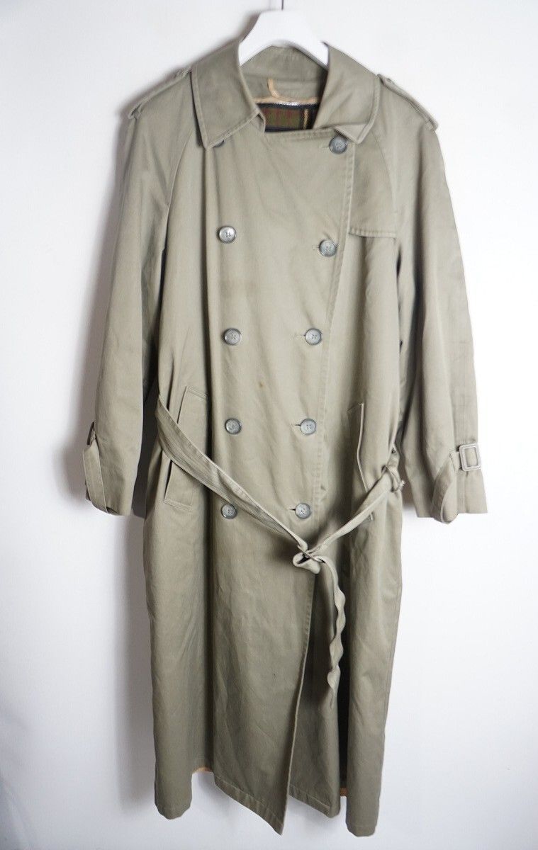 正規 90s LONDON FOG ロンドン フォグ オーバー トレンチ コート ウール チェック柄 裏地付き 茶 ベージュ サイズ12 本物 913P 2