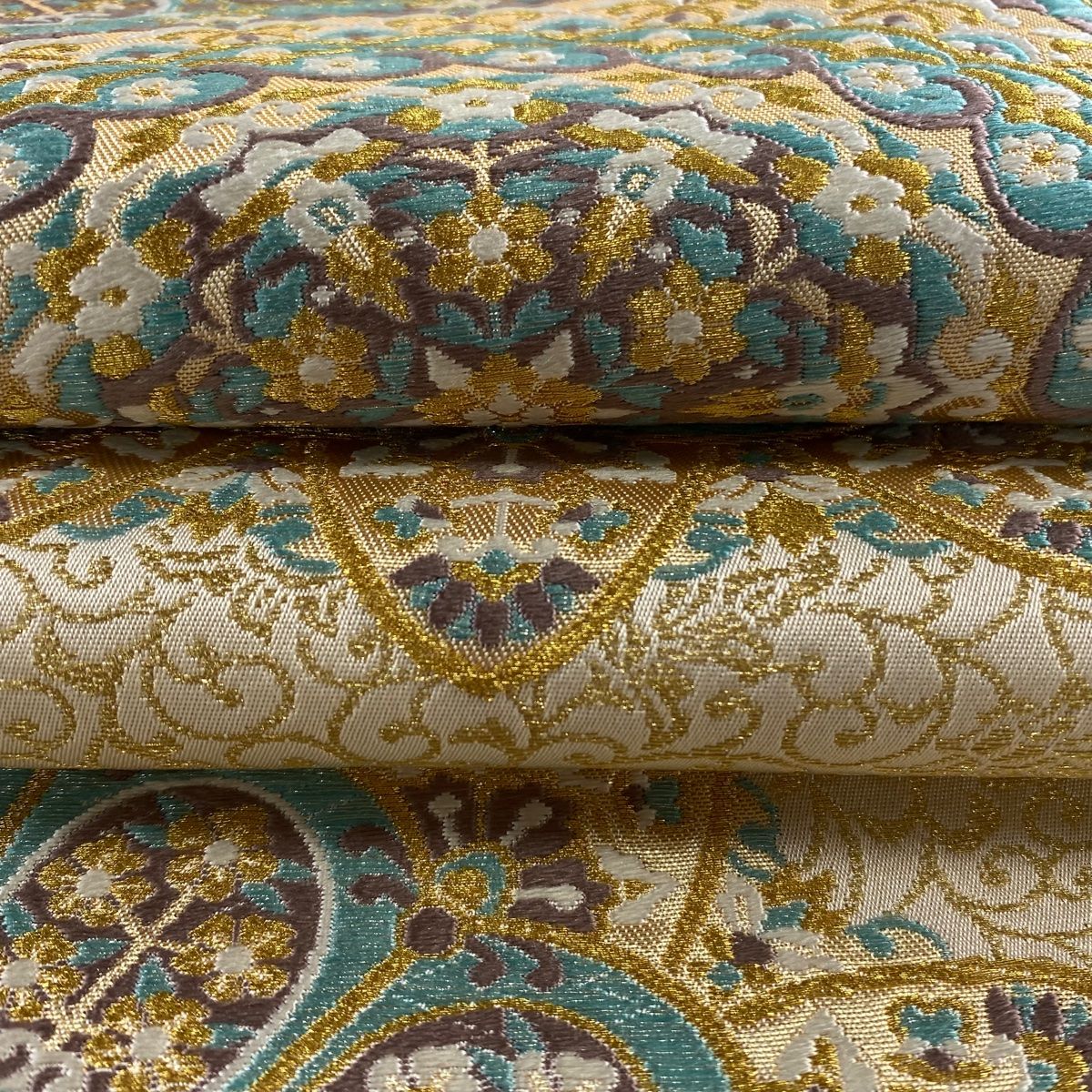 美品】 袋帯 逸品 河合美術織物 落款 京西陣織 華文 花唐草 金糸