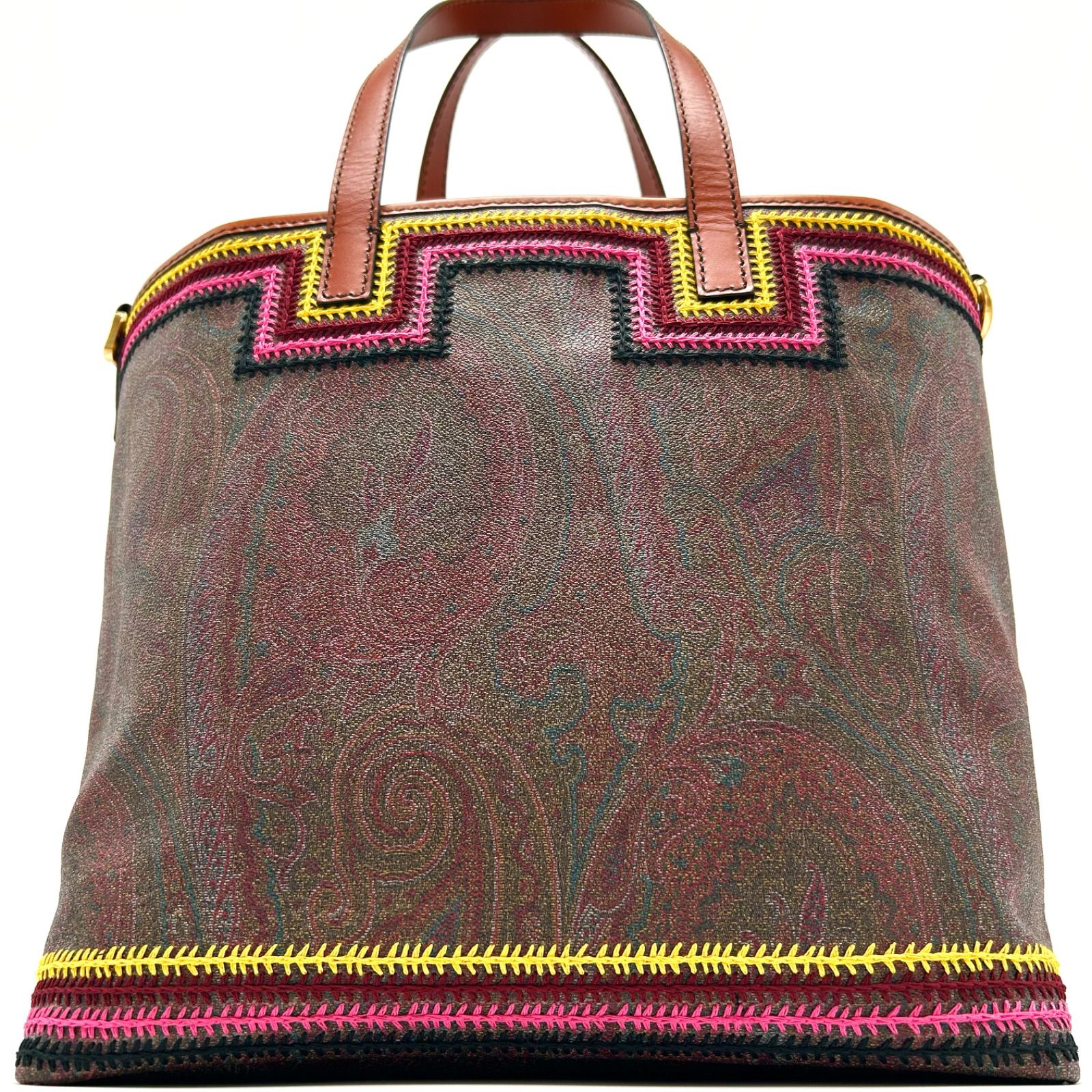 ◎ 希少品 美品 ETRO エトロ トートバッグ ステッチ PVC ペイズリー 