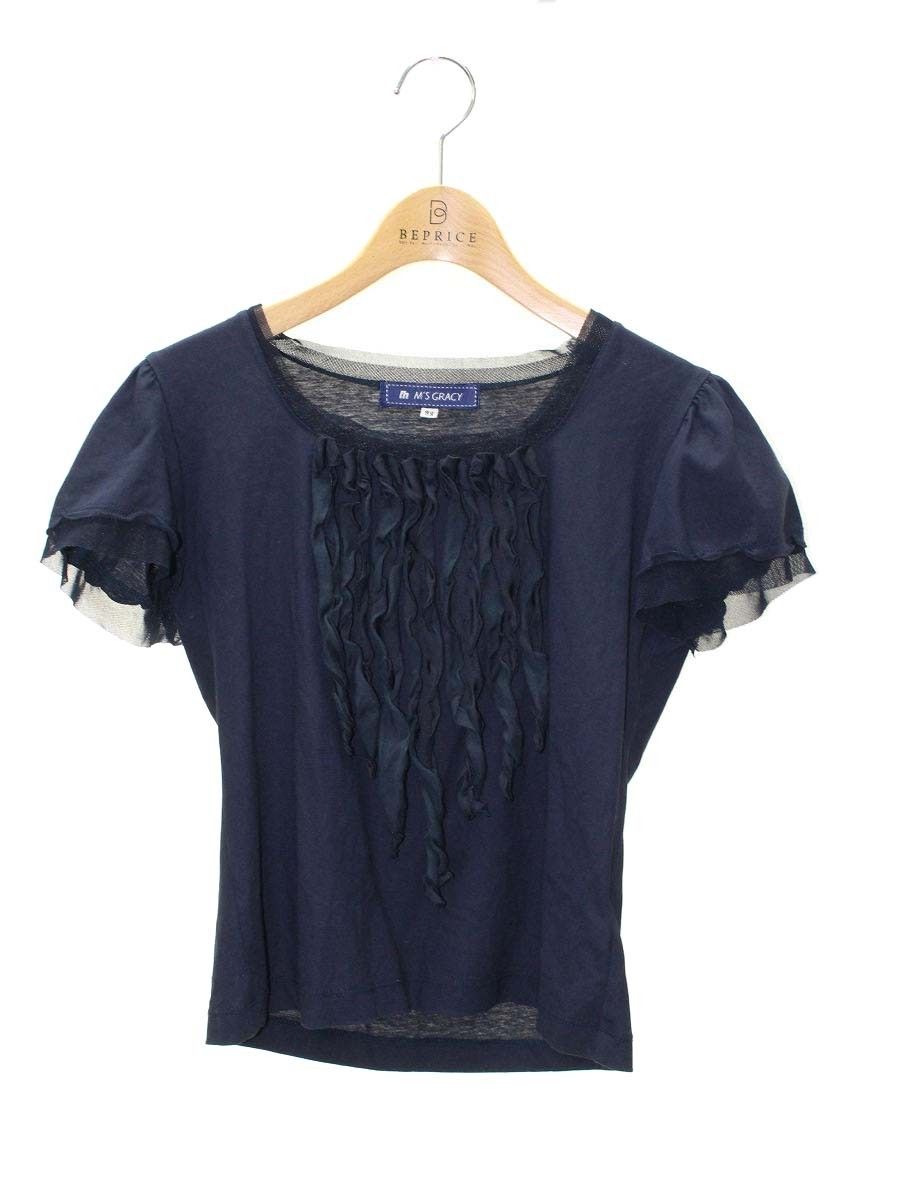エムズグレイシー 225318 Tシャツ カットソー 38 ネイビー チュール