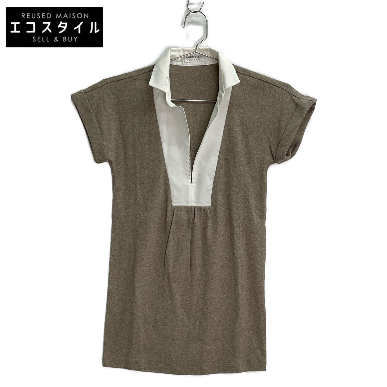 BRUNELLO CUCINELLI ブルネロクチネリ ﾌﾞﾗｳﾝ ｺｯﾄﾝ ﾆｯﾄﾎﾟﾛｼｬﾂ XS