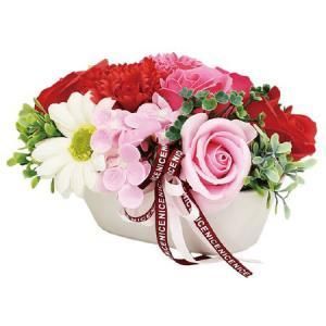 3営業日で発送 ソープフラワー カレン ポットアレンジ陶器 5 12個アソート クリアケース付き BL OR PK RB RD S-122RD 入数 24