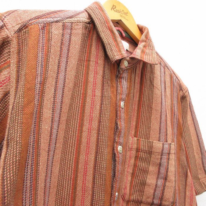 XL★古着 THE TERRITORY AHEAD 半袖 ハワイアン シャツ メンズ 葉 総柄 茶系他 ブラウン 24jun11 中古 アロハ トップス XL☆古着 THE TERRITORY AHEAD 半袖 Tシャツ メンズ ワンポイントロゴ