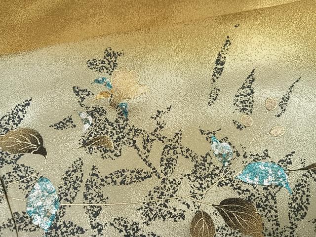平和屋着物○訪問着 枝花文 暈し染め 金銀彩 正絹 逸品