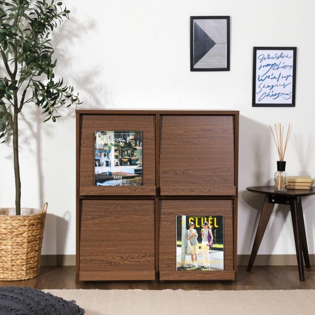 ディスカウント 不二貿易 ディスプレイラック 4マス オークブラウン