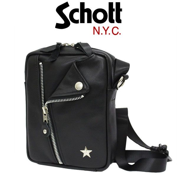 Schott (ショット) 3129109 MINI RIDERS BAG ミニライダース レザーショルダーバッグ 09BLACK