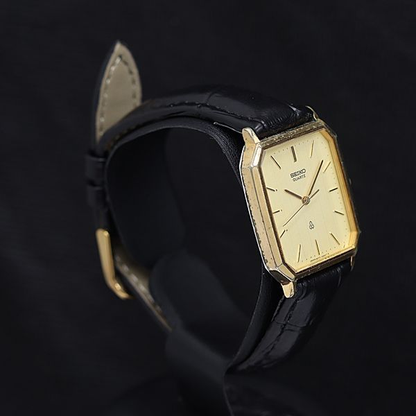 稼働 良品 セイコー シャリオ 6030-5470 QZ ゴールド文字盤 オクタゴン