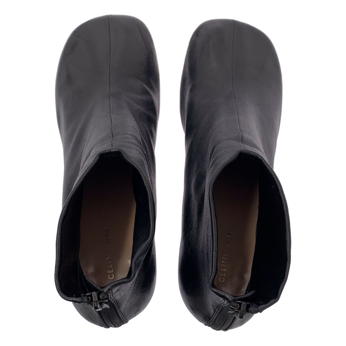 CELINE | セリーヌ | by Phoebe Philo フィービー | レザー スクエアトゥ ヒール ブーツ | 37 | ブラック | レディース KIN-KAAI_COM