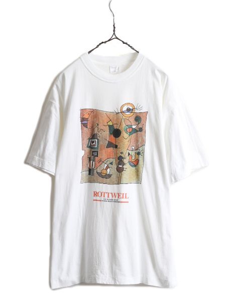 90s 企業 アート イラスト プリント Tシャツ XL シングルステッチ 白