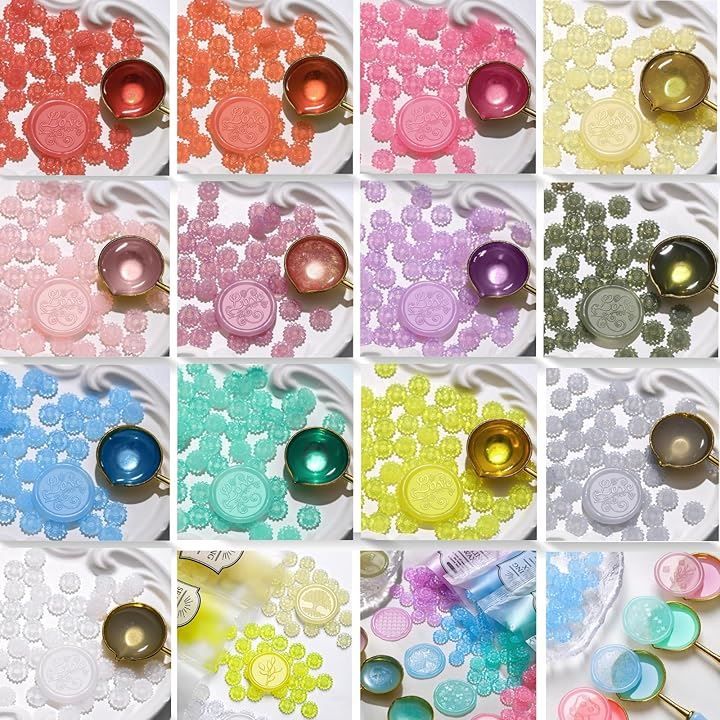 techichidou 13色 1300粒 シーリングワックス 半透明 ひまわりシーリングスタンプ 封蝋 手紙 レター 結婚式 招待状
