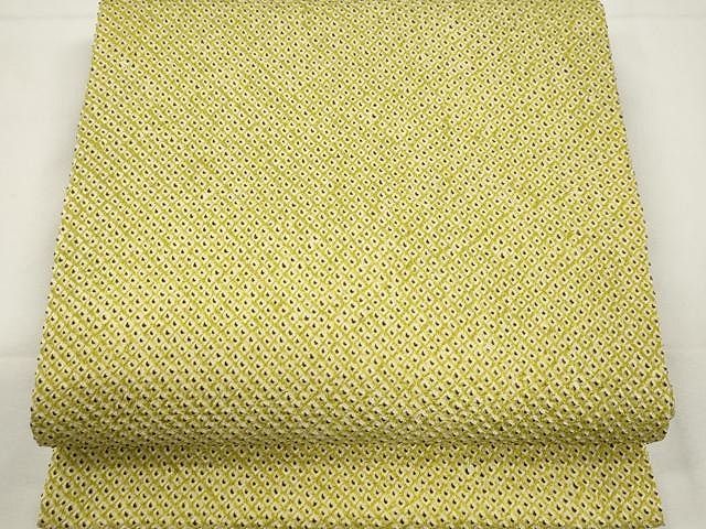 平和屋着物○創作 九寸開き名古屋帯 総絞り 緑黄色 正絹 逸品 CAAX9590yk