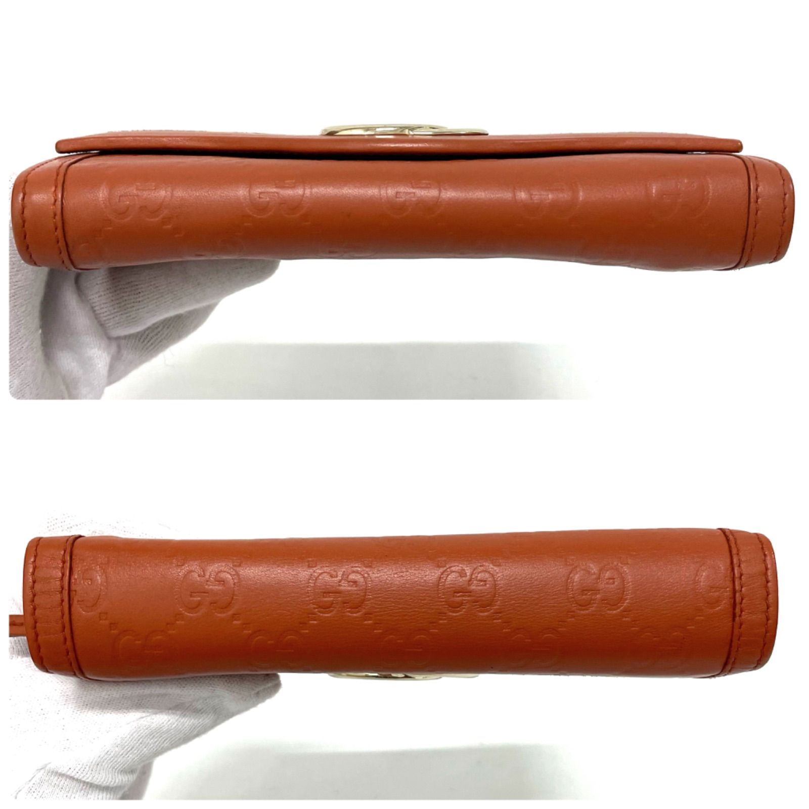 GUCCI グッチ GG シマ 長財布 オレンジ ライトブラウン 282431・1147
