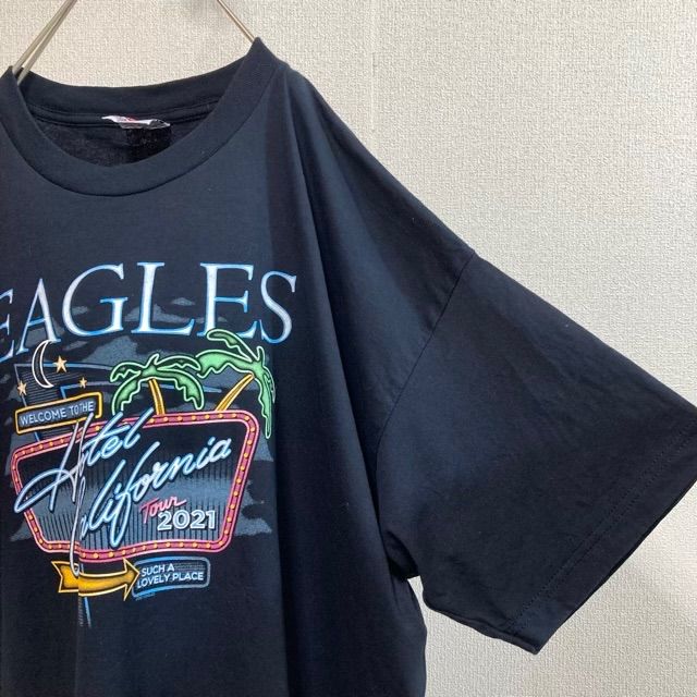 EAGLESバンドTシャツ美品イーグルス2021ホテルカリフォルニアツアー大きいサイズ70sリバイバルブラック黒ドンヘンリー肉厚ジョーウォルシュアメリカ製レトロ古着
