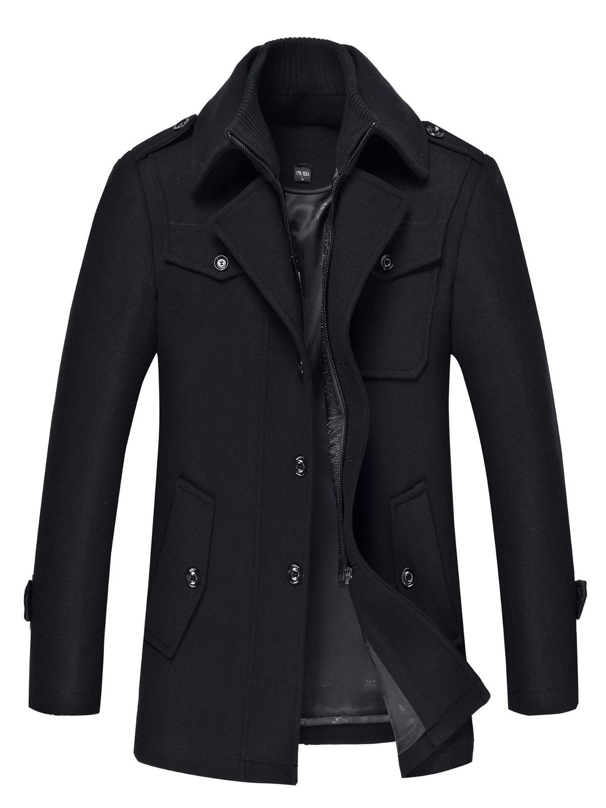 Size XL_Color ブラック GmrvaMen ジャケット メンズ ウールジャケット ハーフ丈 メルトンコート ウール混紡 ダブル襟 ビジネス カジュアル 紳士服 通勤 厚手 アウター 秋 冬 冬服 防寒 防風 おしゃれ ブラック XL