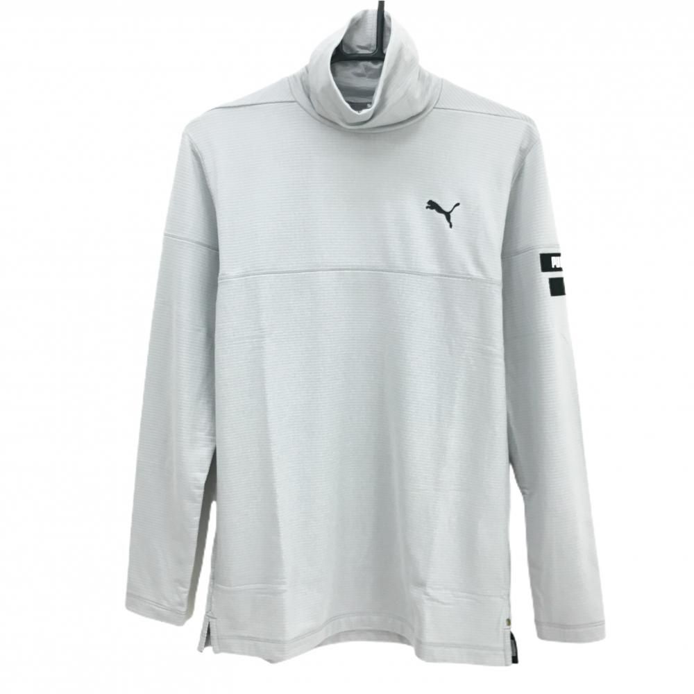PUMA - 【新品】プーマ 長袖タートルネックシャツ ライトグレー 細ボーダー DRYCELL 裏凹凸起毛  メンズ M ゴルフウェア PUMA 新品】プーマ 長袖タートルネックシャツ ライトグレー 細