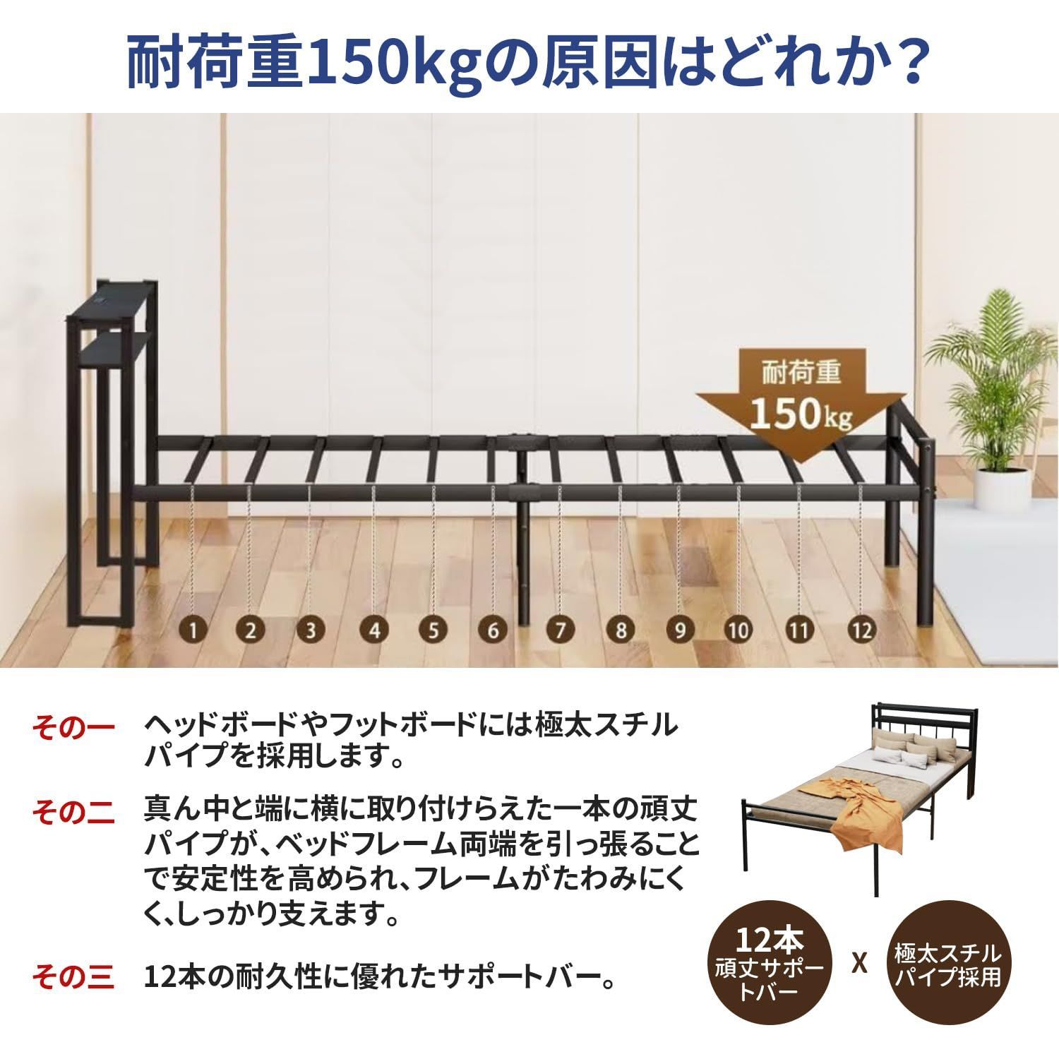 頑丈なスチルパイプ 耐荷重150kg