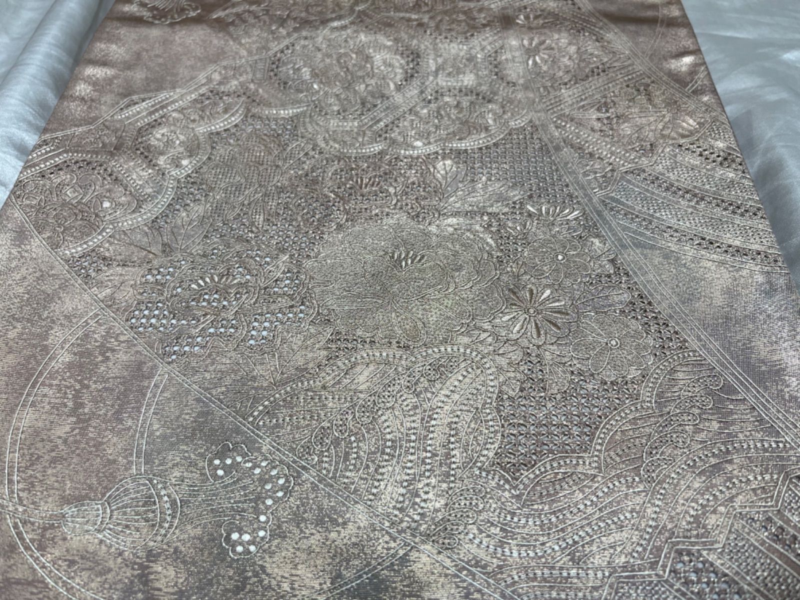 豪華絢爛綺麗美品薄紫汕頭刺繍正絹洒落帯（未使用） - メルカリ