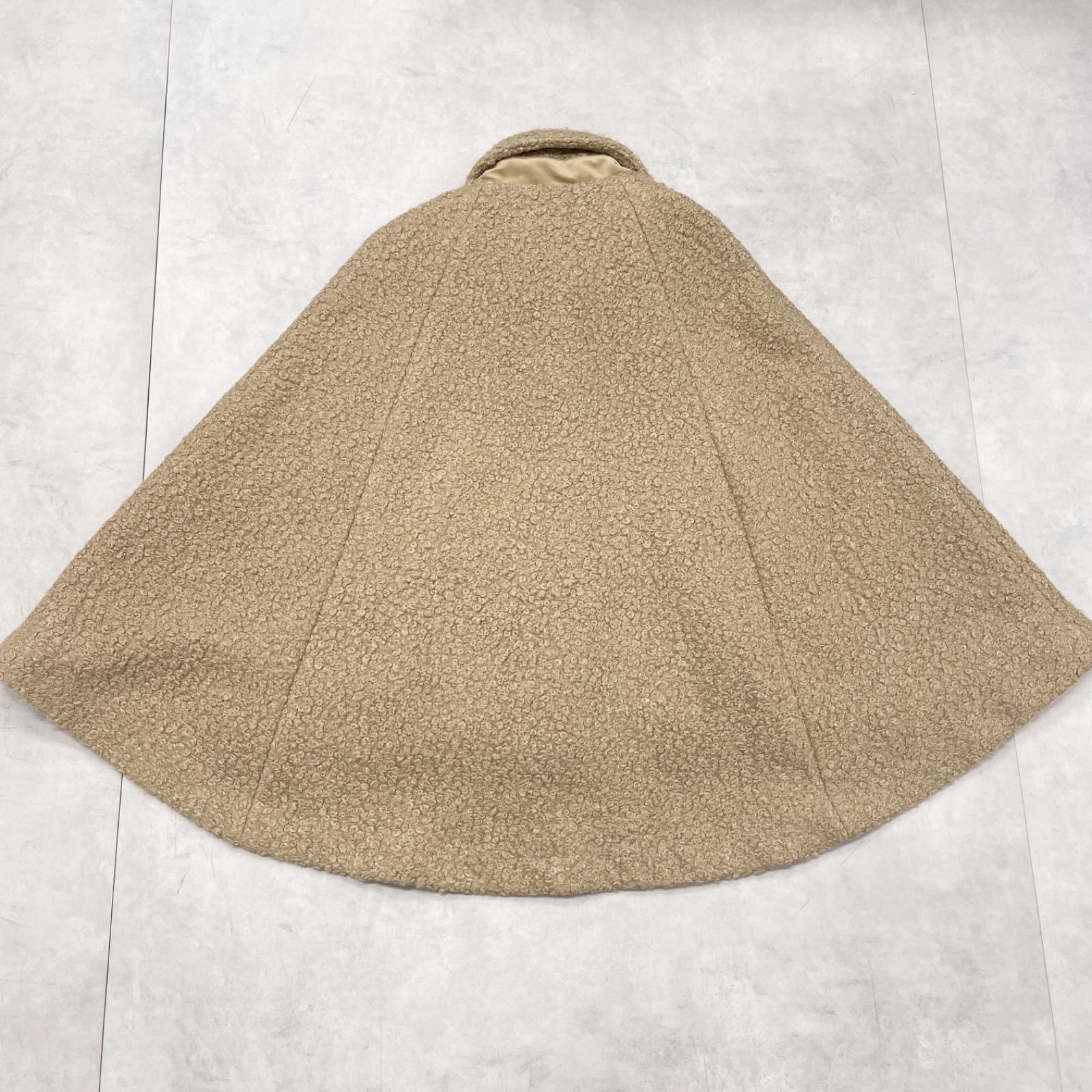 JENNE ジェンヌ ポンチョ ケープコート ボア 襟 ベージュ M