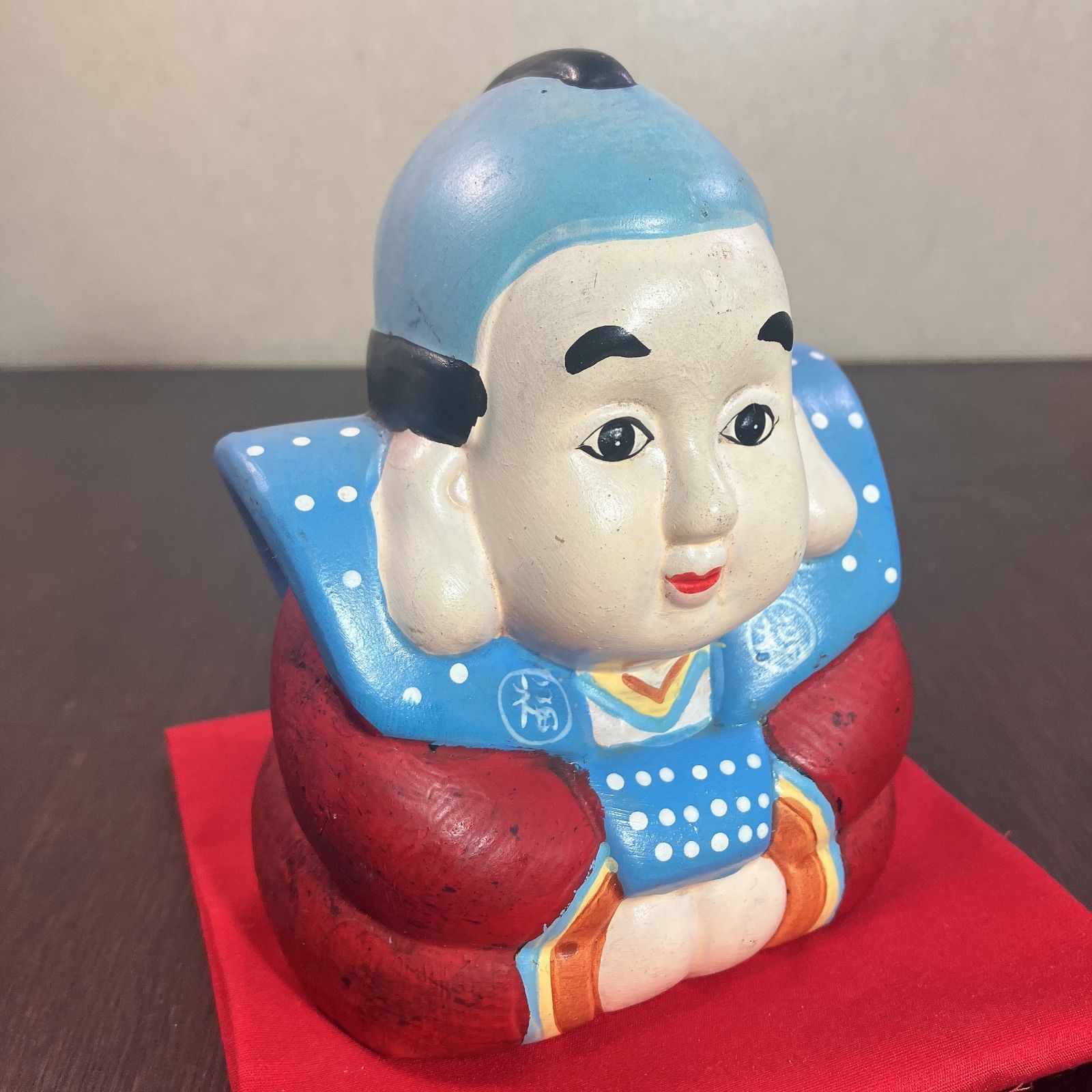福助 置物 縁起物 陶器 骨董品 アンティーク レトロ よーいドン