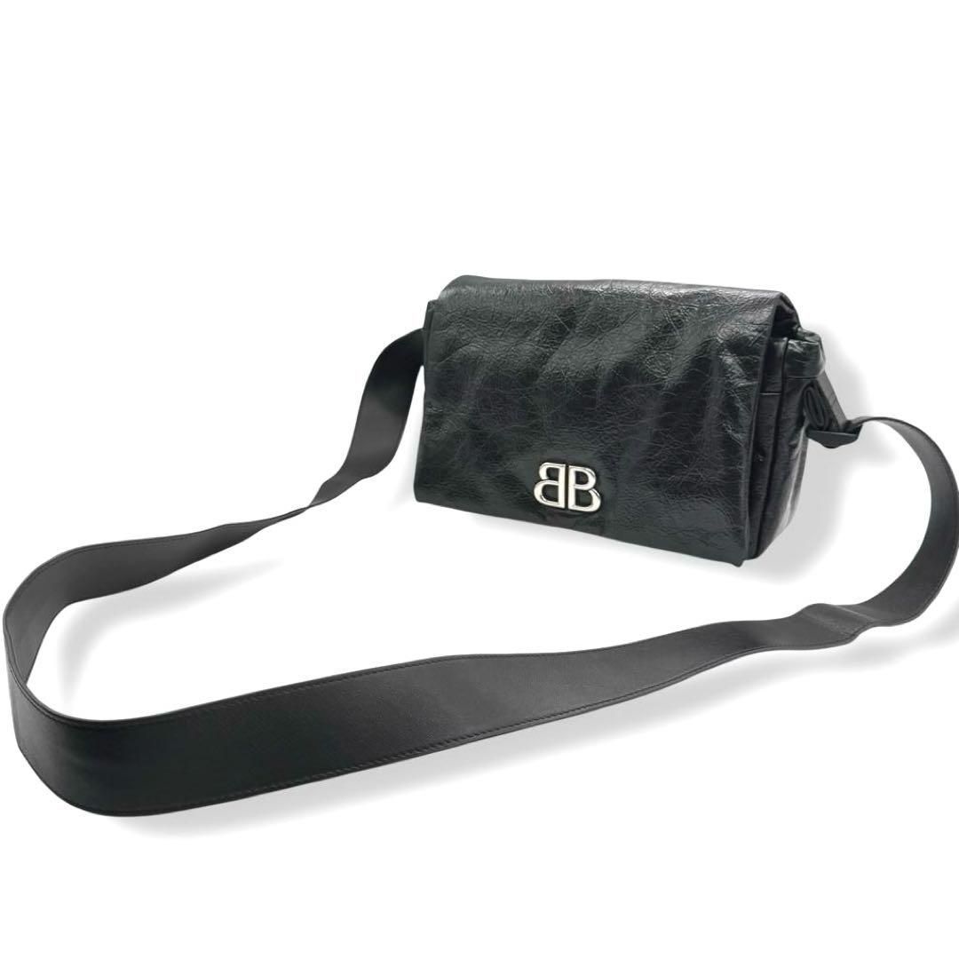 新品同様　バレンシアガ　モナコ　ショルダーバッグ　ブラック　レザー　3994 新品同様 バレンシアガ モナコ ショルダーバッグ ブラック レザー 3994