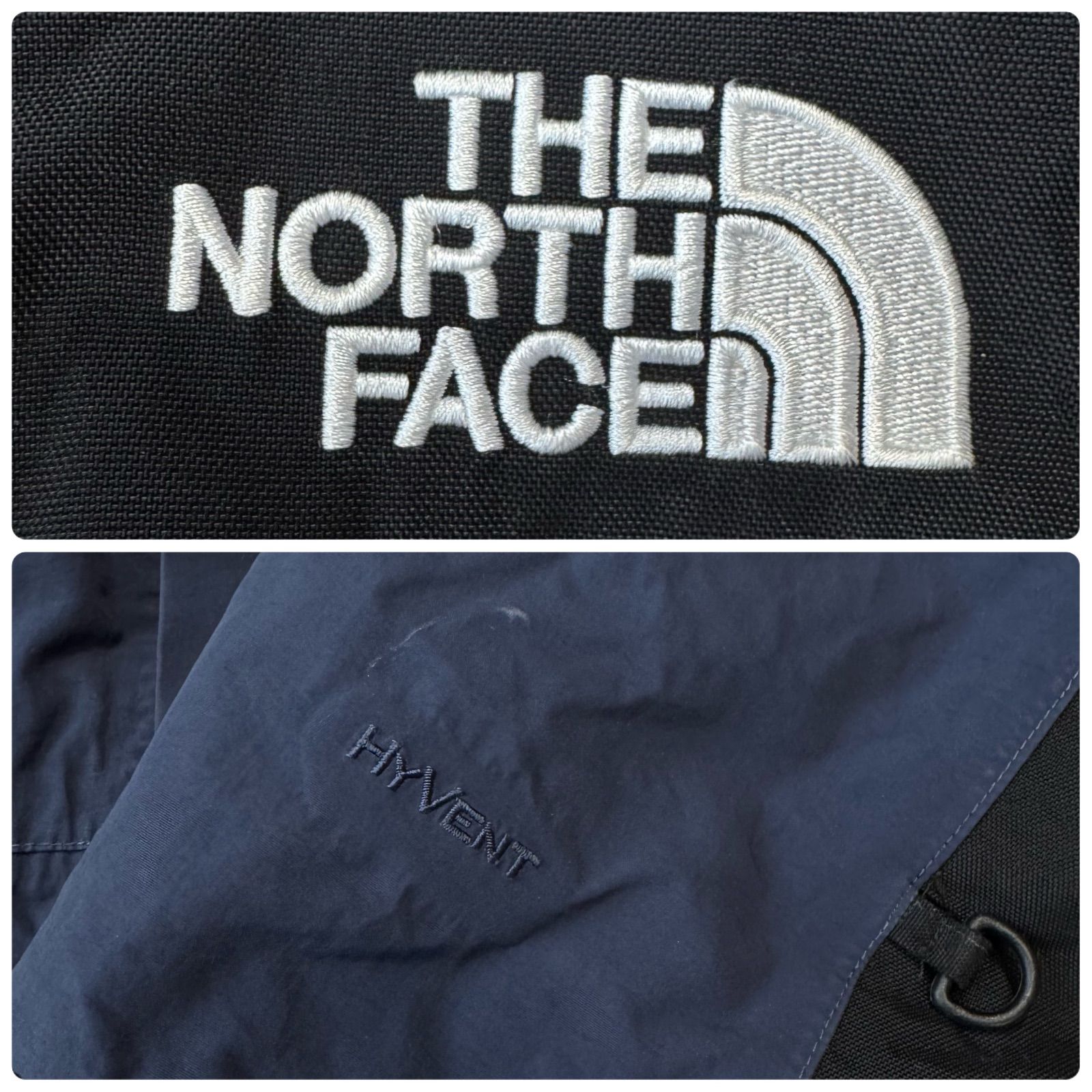 US規格 THE NORTH FACE Hyvent Logo Embroidery Mountain Down Jacket Puffer  ノースフェイス ハイベント マウンテンダウンジャケット パーカー 刺繍ロゴ 古着