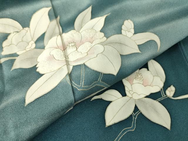 平和屋着物▽訪問着 単衣 霞草花文 暈し染め 金彩 正絹 逸品  