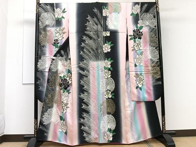 平和屋着物□豪華振袖 駒刺繍 立波草花文 暈し染め 金彩 正絹