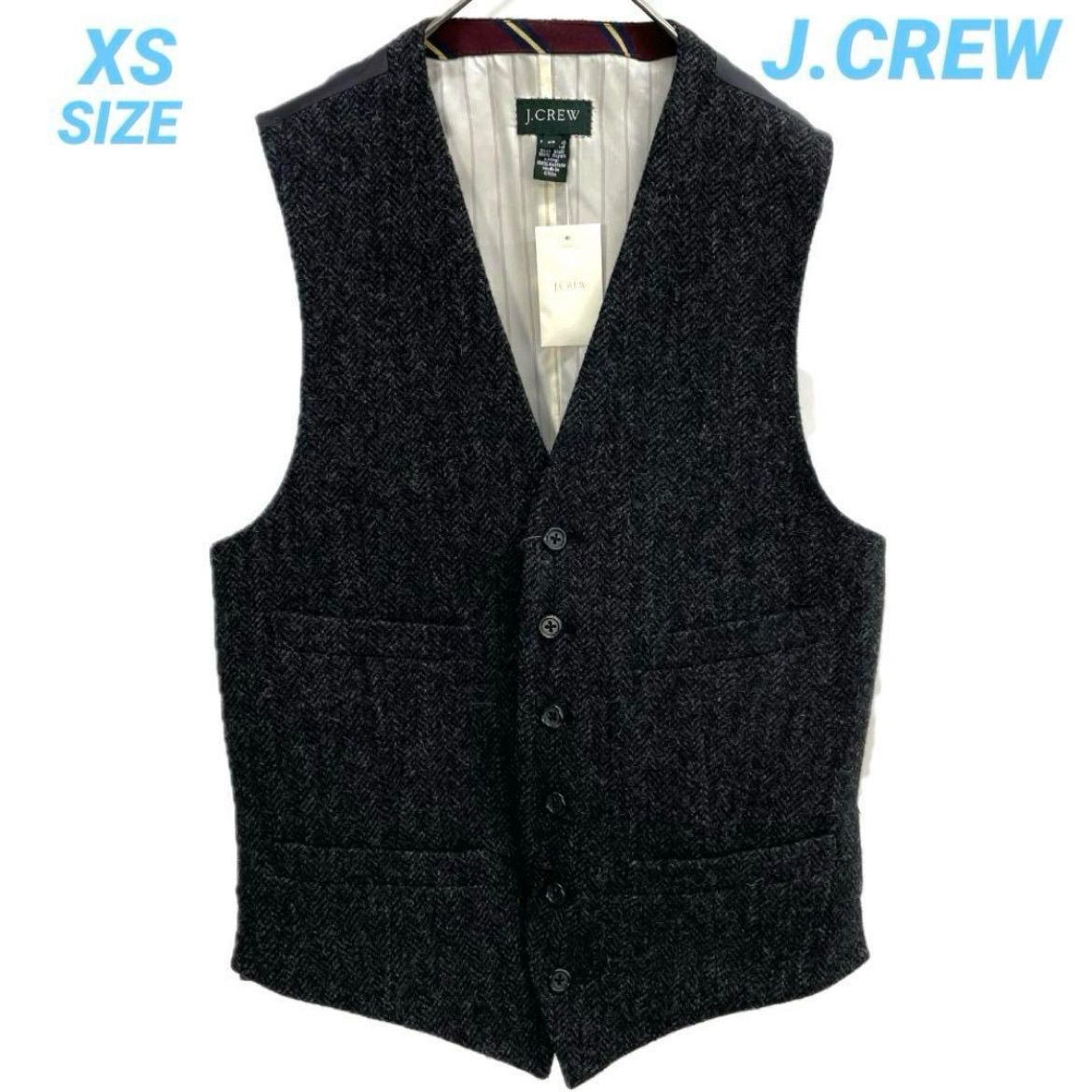 J.CREW ジェイクルー 新品 MOON社製生地 ウールベスト 秋 B8945 J.CREW ジェイクルー 新品 MOON社製生地 ウールベスト ジレ 裏地