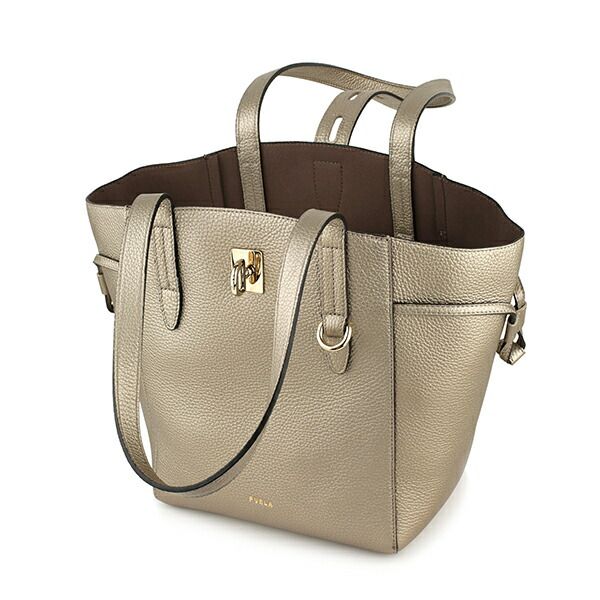 新品 フルラ FURLA ハンドバッグ ネット トートバッグ M ゴールド 金  