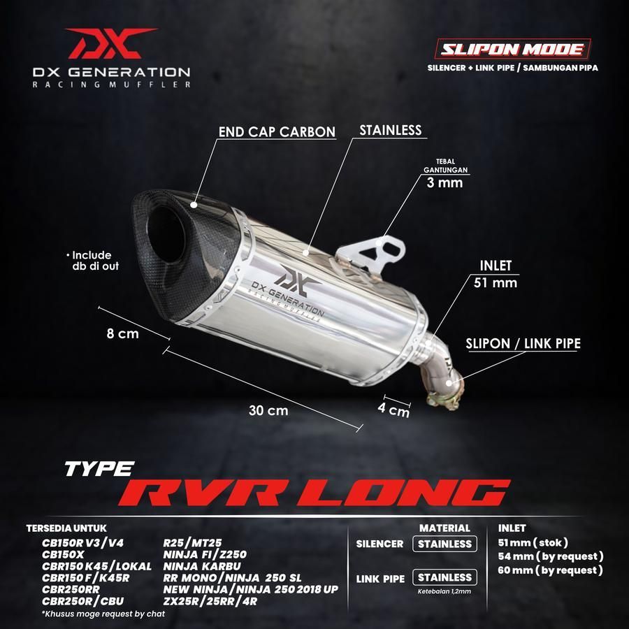 DX GENERATION RVR LONG スリップオンマフラー CBR250RR YZF-R25 MT-25