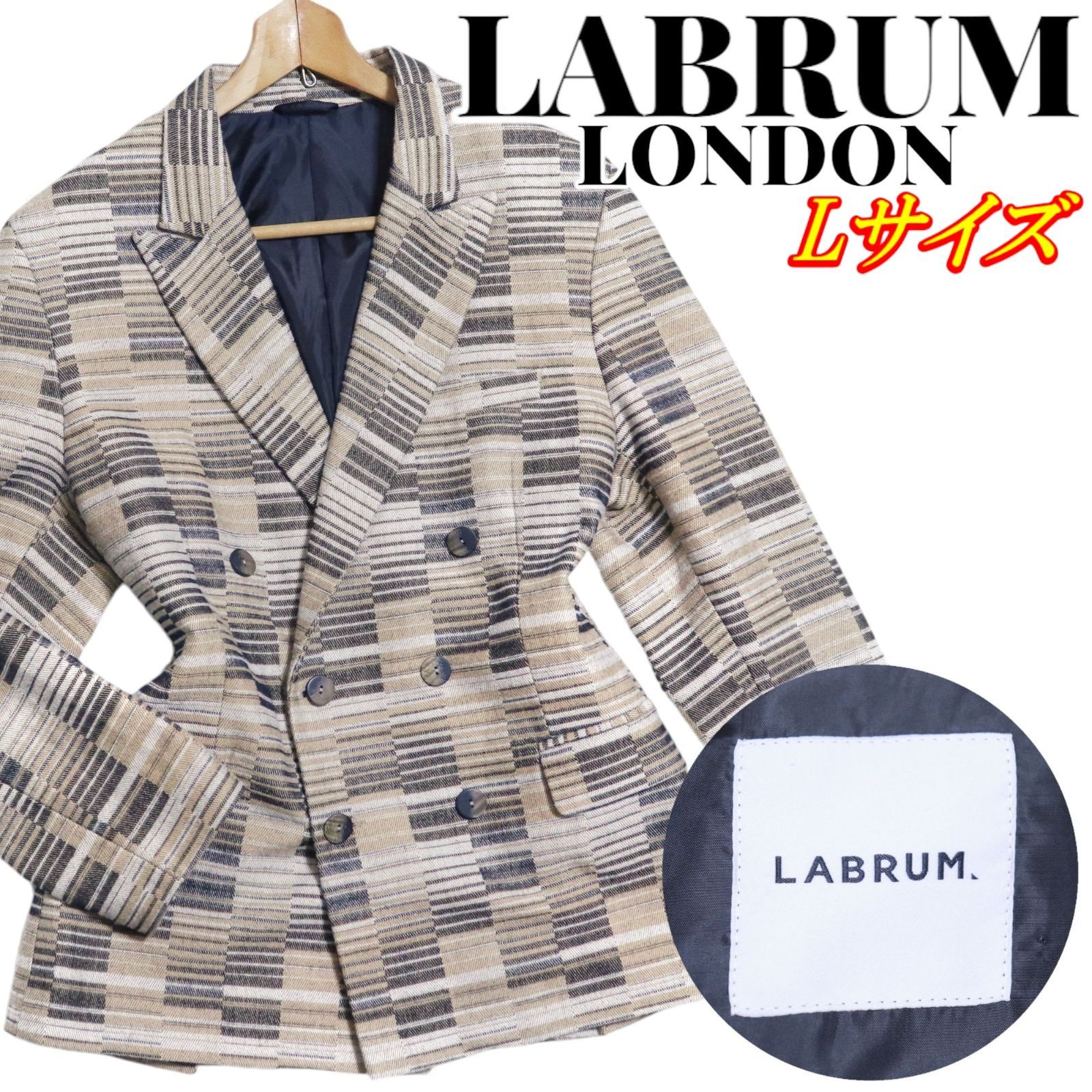 LABRUM LONDON ラブラム 総柄 ダブル テーラードジャケット L LABRUM LONDON ラブラムロンドン 総柄 ピークドラペル ダブル