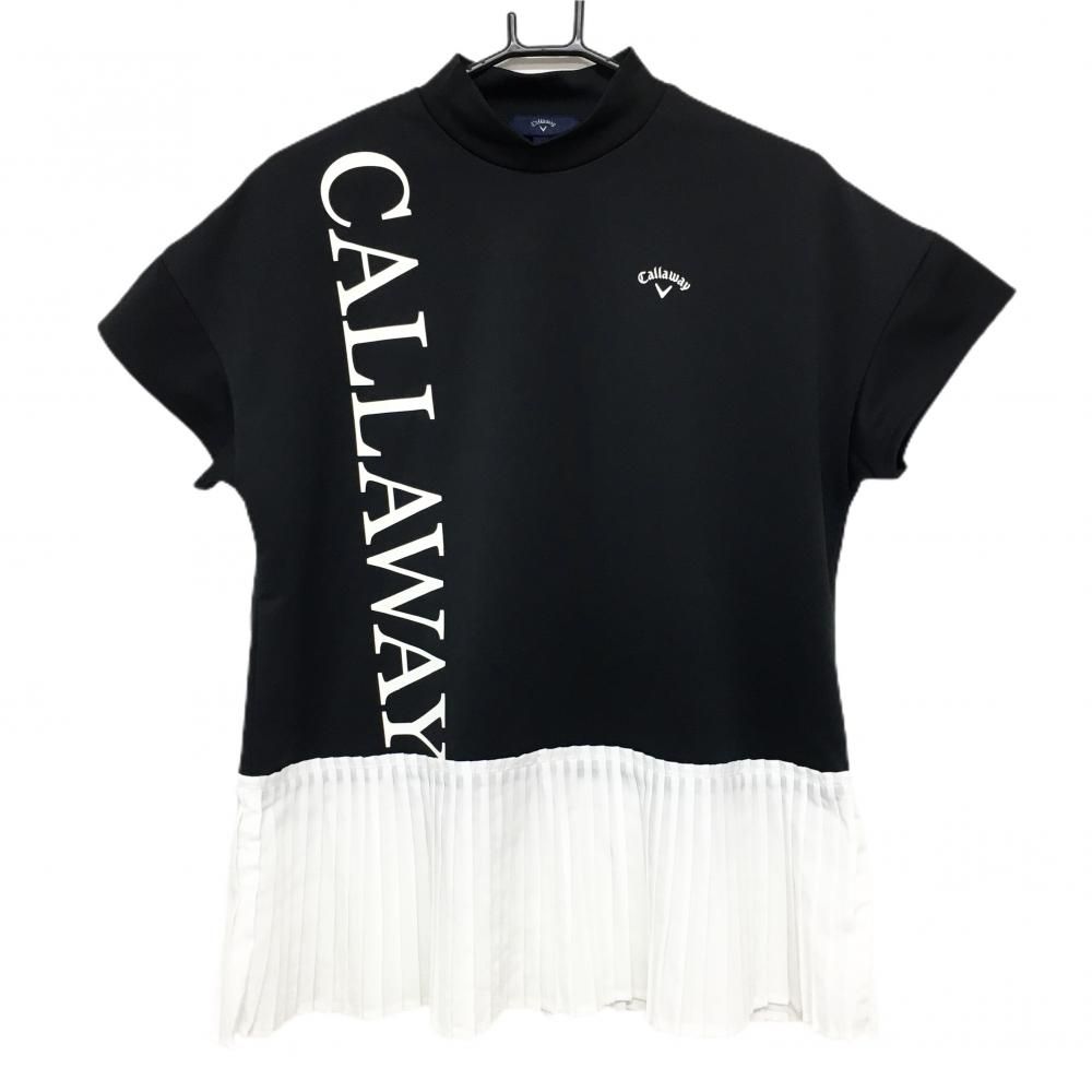 新品★LL★キャロウェイ★メンズ★コンプレッション★インナー★ゴルフ★黒★半袖 ☆特価☆【超美品】キャロウェイ 半袖ハイネックシャツ 黒×白 裾